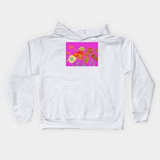 Red Poppy Watercolor Painting Magenta Kids Hoodie